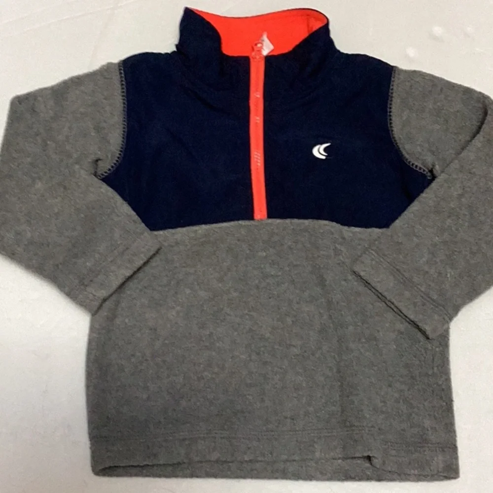 Carter’s‎ Grey Navy Bright Orange  1/2 Zip Fleece Pullover Top Jacket Shirt 18 M